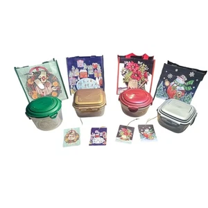Lock & Lock Set of 4 Bowls Multi Color Christmas Holiday Gift Bags NWT - Picture 1 of 10