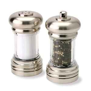 Olde Thompson - 7 Brushed Nickel Pepper Mill & Salt Shaker Set - Pre-filled w... - Picture 1 of 6