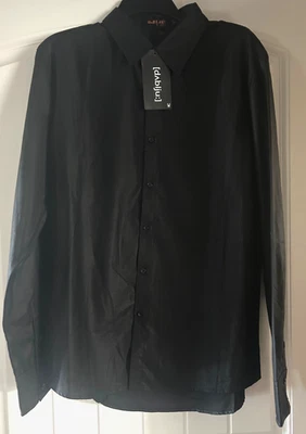Camisa de vestir Dublju By Jinity negra brillante para hombre talla XL Foto 1 de 4