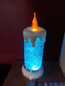 "Lámpara vela brillo plata que cambia de color luz 10,75"" fiesta" - Imagen 1 de 3