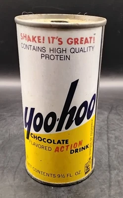 (BoxE) Lata de bebida de acción de chocolate vintage Yoo-Hoo años 70 9,5 oz. Foto 1 de 4