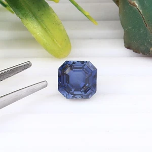Natural Kashmiri Sapphire Pastel Blue Loose Faceted Gemstone Asscher Cut 5.50 CT - Picture 1 of 6