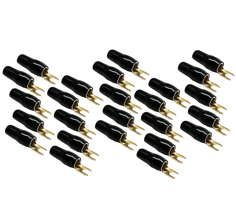 Stinger SPT8124B Gold 4 Gauge Input To #8 Spade Terminal (25 Pack) Black New - Image 1 of 1