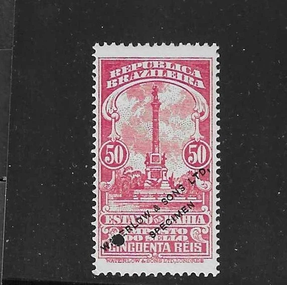 BRAZIL 1925, 50 reis BAHIA, tax or fiscal, WATERLOW SPECIMEN ovpt., NH - Image 1 of 1