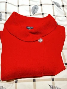 ADRIENNE VITTADINI Cardigan Sweater  Red  Shawl Neck W/ Jewel Button Size 2X - Picture 1 of 6