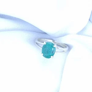 925 STERLING Silver 2.71 Gram Natural Emerald Ring Size 7 g621 - Picture 1 of 7