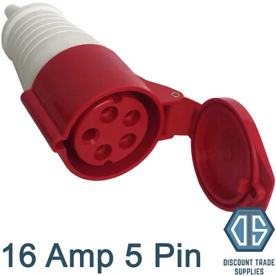 16 Amp 5 Pin Coupler Socket 3P+N+E Industrial IP44 Red 415V EC16544 - Image 1 of 2
