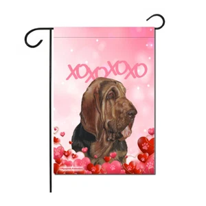 Bloodhound Valentine's Day Garden Flag, Double sided 12" x 18" Yard Art Decor - Picture 1 of 1