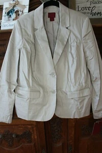 Women's 212 Collection Beige Sateen Lined Blazer Jacket Sz 14 NWT $66 L#197 - Picture 1 of 6