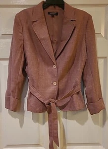 Brooks Brothers Woven in Italy Wool Linen Belted Country Jacket Blazer Womens 14 - Picture 1 of 9