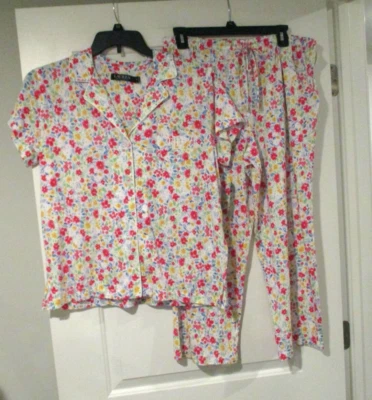 Pijama Lauren Ralph Lauren Mujer Clásico Azul Estampado Paisley Talla Mediana Foto 1 de 4