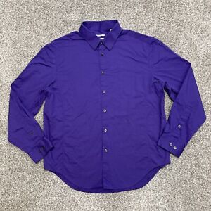 Calvin Klein Shirt Mens 16.5 32/33 Slim Stretch Flex Dark Purple Button Lastol