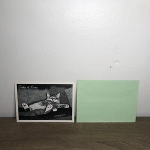 Cat Greeting Cards Get Well Soon Unused Take It Easy 1983 Vintage With Envelope - Picture 1 of 12