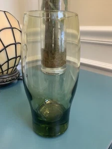 RETRO Libbey Perception Olive Green Avocado Glass Tumbler 16 oz Curved Cooler - Picture 1 of 13