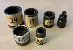 6pc Snap On Tools 3/8 Drive 6pt Mixed Impact Sockets 24,19,15mm, 3/4,3/8”,reducr - Picture 1 of 2