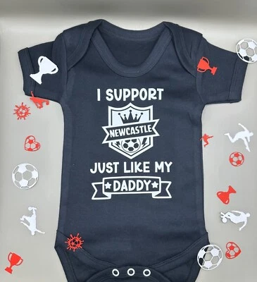 Newcastle United FC Personalised Baby Football Vest Babygrow Bodysuit FREE P&P