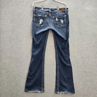 BKE Women Jeans 28 Blue Sabrina Bootcut Bootcut Embroidered Distressed Logo READ - Image 1 of 4