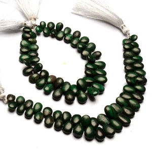 Natural Malachite Gemstone 7x5 to 10x7 mm Size Smooth Pear Shape Beads 7" Strand - Picture 1 of 7