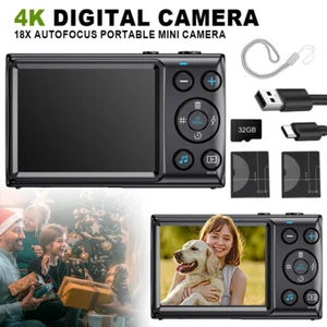 4K HD Digital Camera 32GB 2.4'' LCD Display Screen 18X Zoom Anti-Shake 64MP AU - Picture 1 of 14