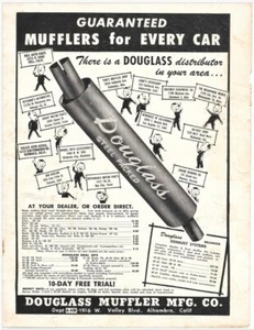 Hot Rod Magazine Ad Douglass Muffler Mfg Co June 1952 Vintage Racing Man Cave - Picture 1 of 1