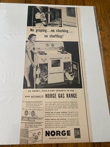 Vintage 1952 Norge Gas Range No Groping No Stacking No Shuffling ad - Picture 1 of 1