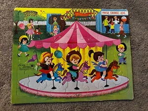 Vintage VERY RARE Built-Rite Sta-N-Place Tray Puzzle No. 132:29 Merry Go Round - Picture 1 of 11
