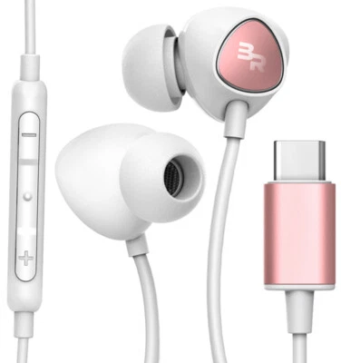 USB C Headphones with Mic Wired In-Ear Type C Earbud Earphones - Rose Gold - Image 1 of 4
