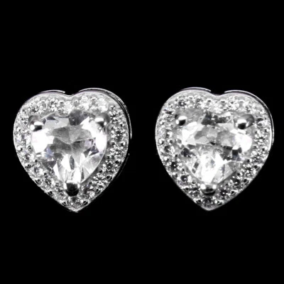 Orecchini In Argento Sterling 925 A Cuore Topazio 5Mm Pietra Preziosa Naturale - Immagine 1 di 4