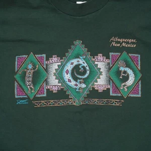 Vintage 90s Albuquerque Kokopelli Single Stitch T Shirt Mens 2XL Dark Green EUC - Picture 1 of 9
