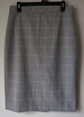 Falda elástica recta lápiz a cuadros gris blanco ventana Banana Republic talla 8 Foto 1 de 4