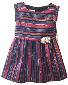 Pippa & Julie New Girl's Size 4 Holiday Party Fit & Flare Multi Stripe Metallic - Picture 1 of 10
