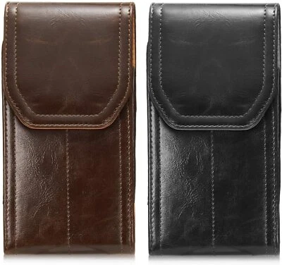 2 Pack Leather Belt Clip Carrying Phone Case Vertical Holster Pouch with Loops - Image 1 of 4
