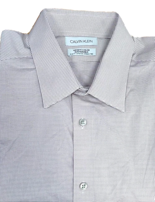 $85 Calvin Klein Men's Long Sleeve Shirt, Pink Multi, L/16-16.5/34-35 - Image 1 of 1