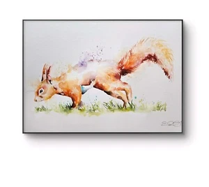 Original watercolour painting signed by Elle Smith Art of A Squirrel, artwork, - Picture 1 of 8