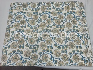 Colcha edredón Kantha de algodón indio premium con estampado de bloques hecha a mano tamaño king - Imagen 1 de 5