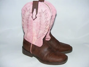 Botas de Vaquero Roper Niños Niñas Marrón Rosa Talla 11 Imitación Cuero Puntera Cuadrada Occidental - Imagen 1 de 15