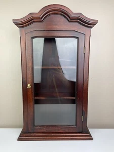 Vintage Wooden Curio Display Hanging Cabinet Glass Door - Picture 1 of 10