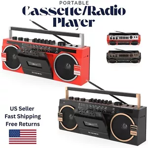 Retro Cassette Radio Player MP3 & Recorder AM/FM/SW Portable Bluetooth Speaker - Picture 1 of 15