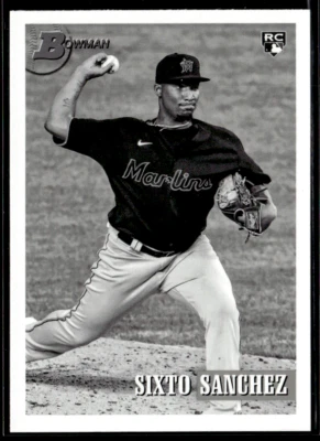 2021 Bowman Heritage Black & White #60 Sixto Sanchez RC Marlins Rookie - Image 1 of 2
