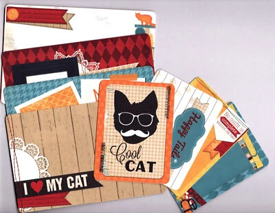 Bo Bunny HAPPY TAILS-CAT (8) TARJETAS EFÍMERAS HECHAS A MANO Doble Cara Foto 1 de 4