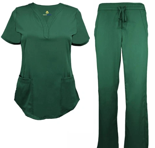 Conjunto de esfoliante feminino ultramacio elástico pescoço caído 4 bolsos conjunto de esfoliante de enfermagem médica - Imagem 1 de 4