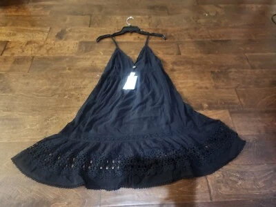 Mini vestido Nanette Lepore feminino natação preto Stella praia crochê sexy cobertura novo - Imagem 1 de 4