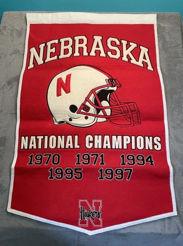 College Football University Of Nebraska National Champions Wool Banner Red/White Cover