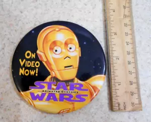 Prendedor de botón Pinback promocional vintage de Star Wars clásicos animados C-3PO 3,5" - Imagen 1 de 4