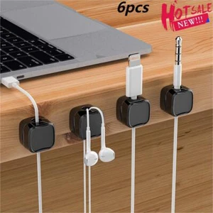 6Er-Pack Magnetische Schreibtisch-Kabelklemmen Selbstklebender Kabel- > - Bild 1 von 21