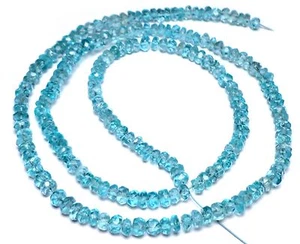 BLUE TEAL APATITE 3x1.5mm to 3.6x2.4mm FACETED RONDELLE BEADS 16"Strd Z219 - Picture 1 of 1