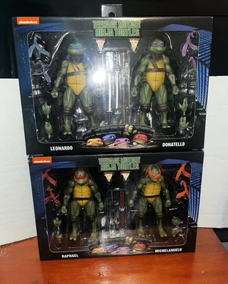 NECA TMNT Walmart 2pack Leonardo Donatello Raphael Michelangelo Figures Lot - Image 1 of 4