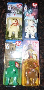 TY Beanie Babies 1999 Mcdonald's Collection Set 4 International Bears ungeöffnet - Bild 1 von 9