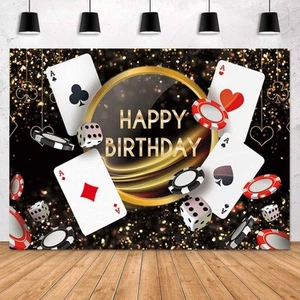 Casino Birthday Backdrop Las Vegas Casino Night Happy Birthday Photography Ba... - Picture 1 of 7