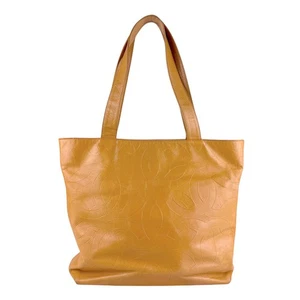 Auth CHANEL CC Logo Shoulder Bag Tote Bag Orange Leather - z7350 - Picture 1 of 15